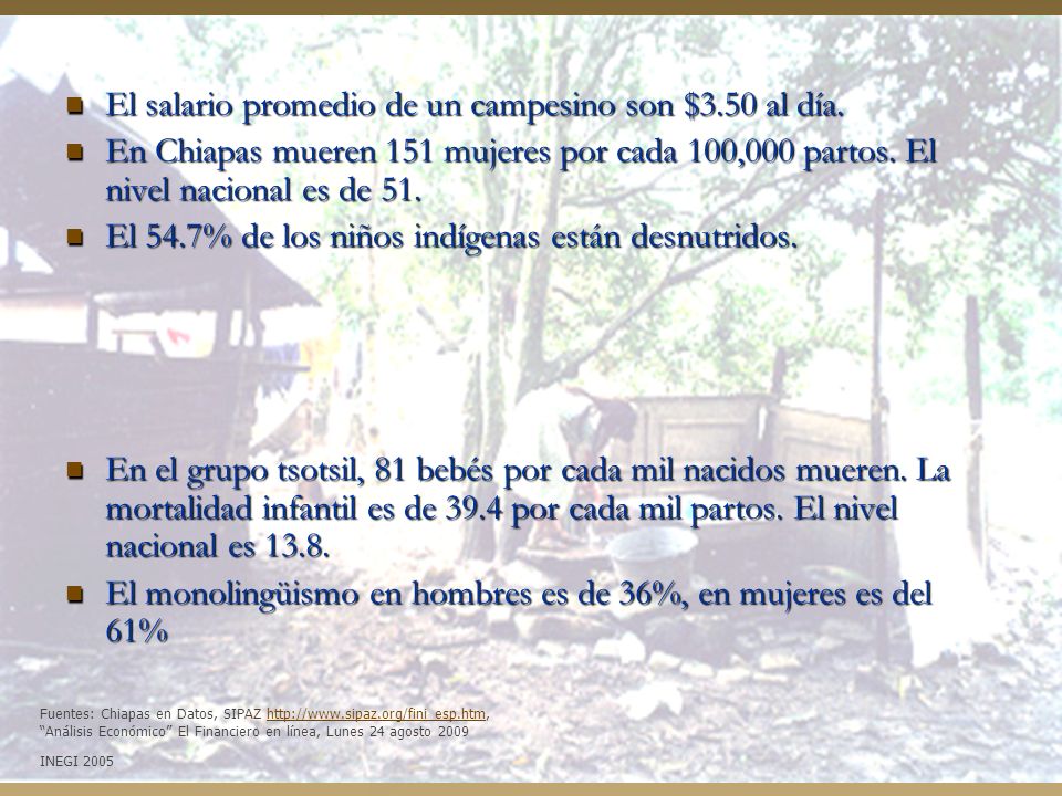 El salario promedio de un campesino son $3.50 al día.