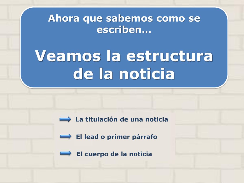 Ahora que sabemos como se escriben… Veamos la estructura de la noticia