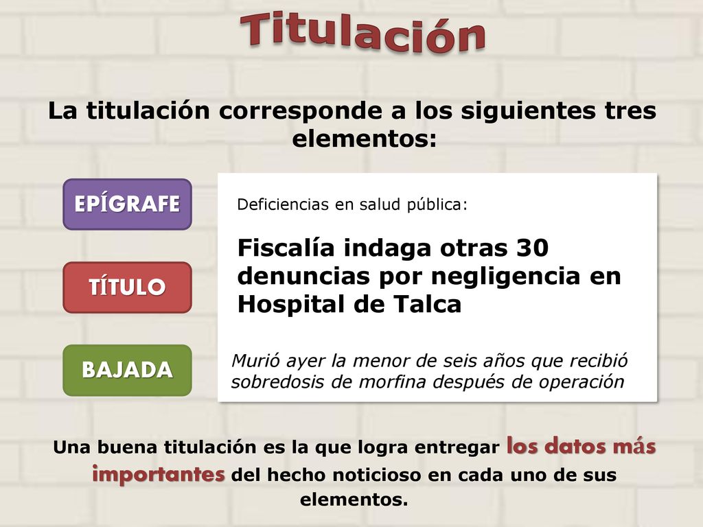 La titulación corresponde a los siguientes tres elementos: