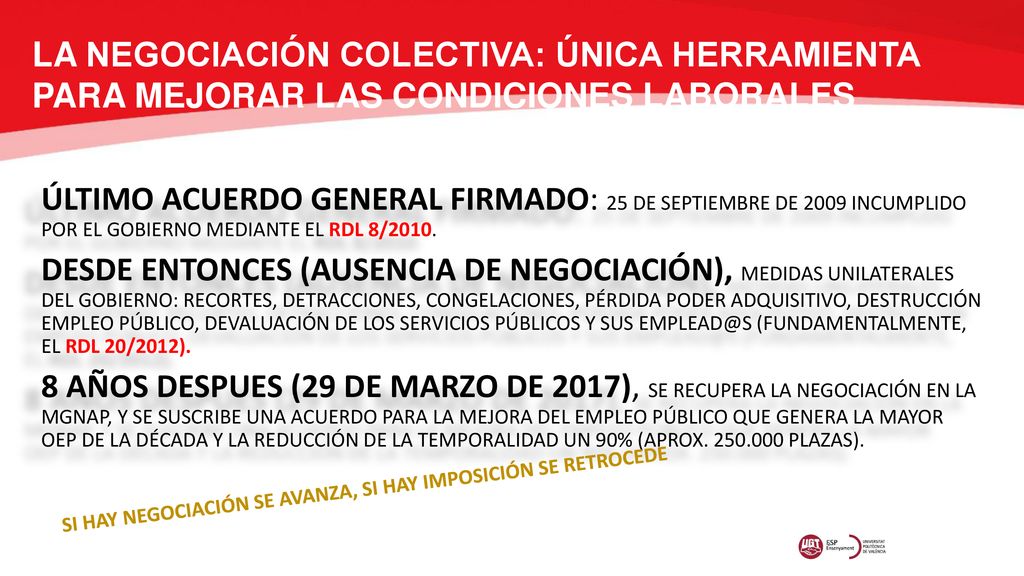 SI HAY NEGOCIACIÓN SE AVANZA, SI HAY IMPOSICIÓN SE RETROCEDE
