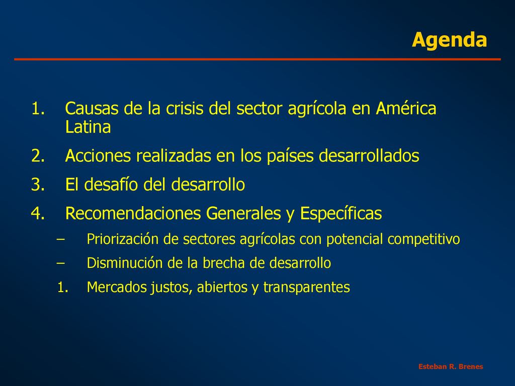 Agenda Causas de la crisis del sector agrícola en América Latina
