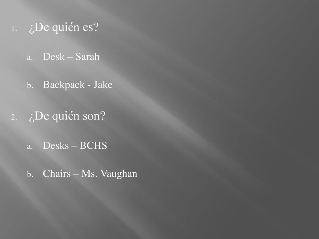 ¿De quién es ¿De quién son Desk – Sarah Backpack - Jake Desks – BCHS