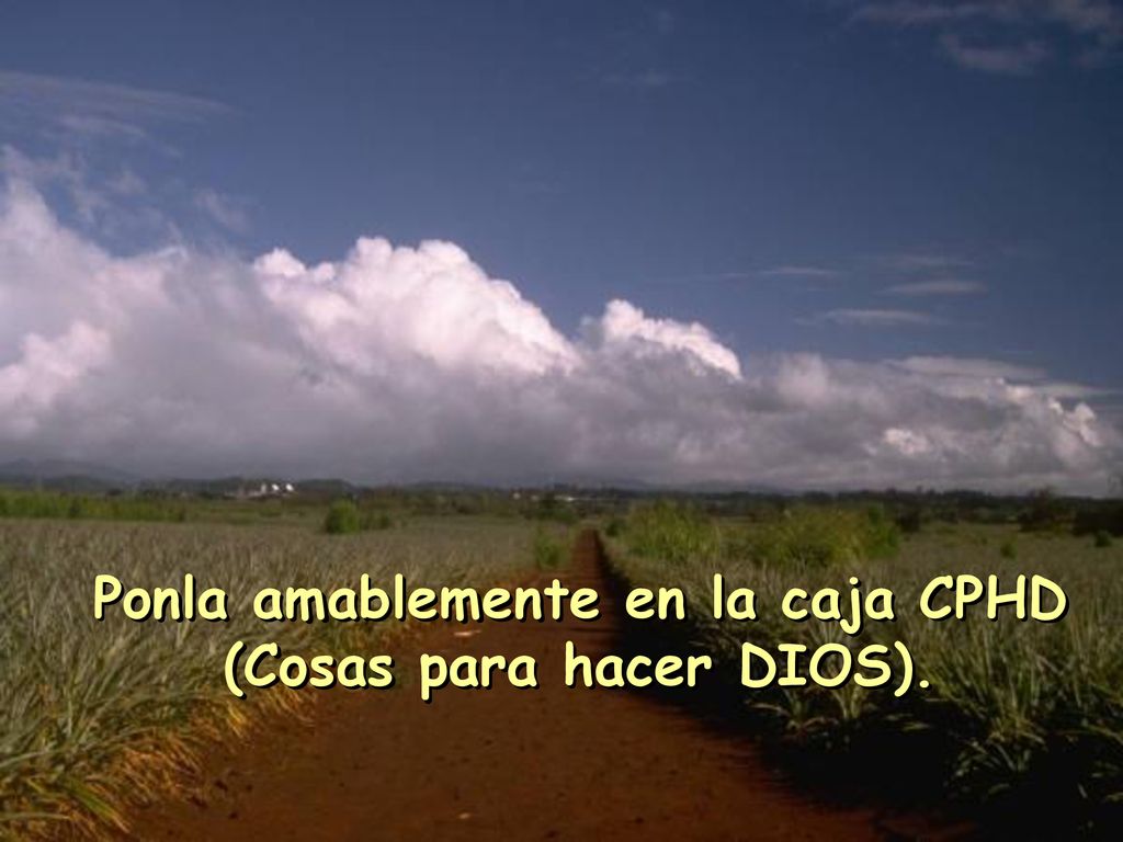 Ponla amablemente en la caja CPHD (Cosas para hacer DIOS).