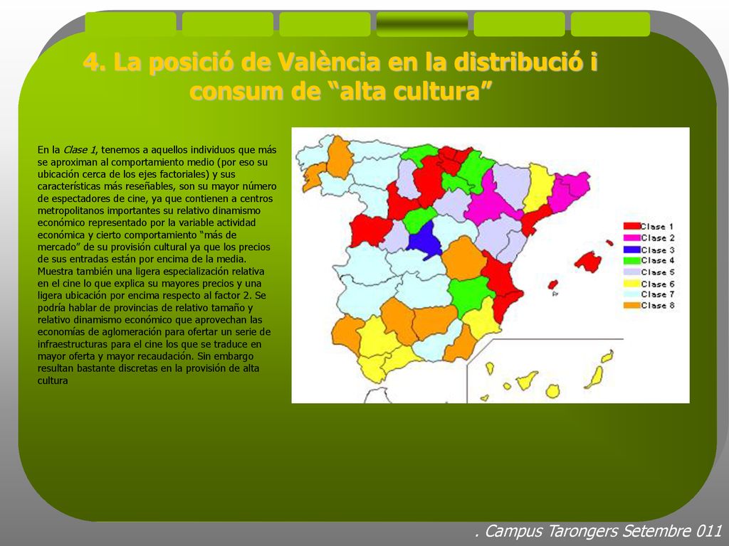 4. La posició de València en la distribució i consum de alta cultura