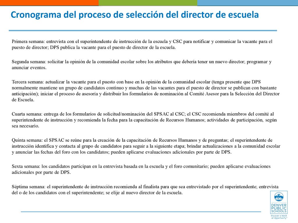 Cronograma del proceso de selección del director de escuela