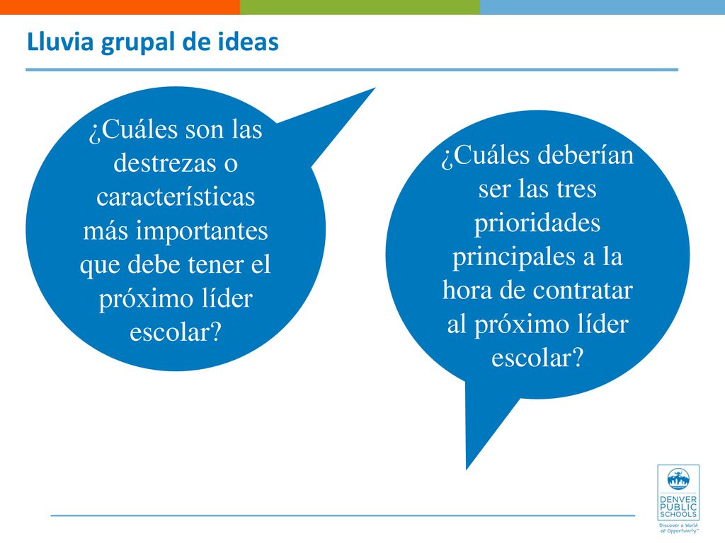 Lluvia grupal de ideas ¿Cuáles son las destrezas o características más importantes que debe tener el próximo líder escolar