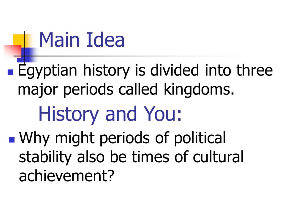 Main Idea History and You: