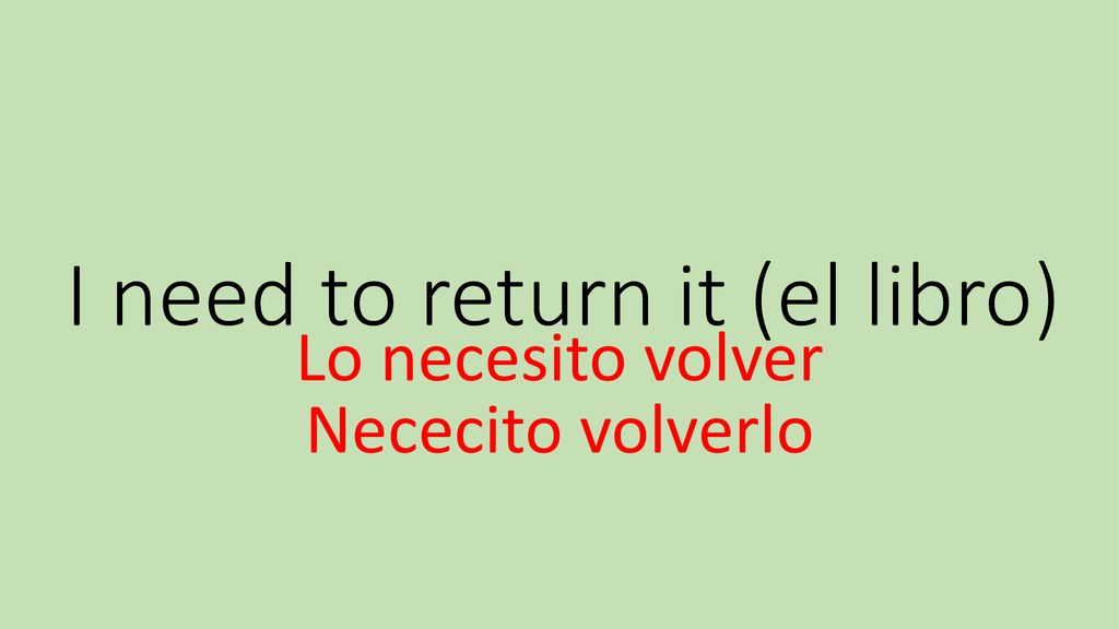 I need to return it (el libro)