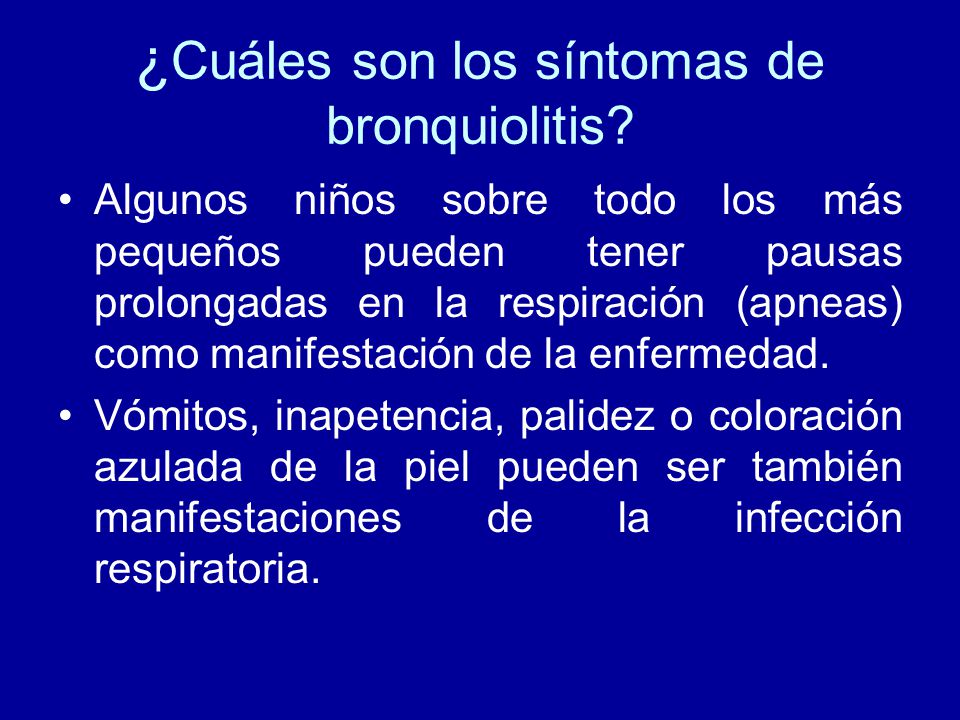 ¿Cuáles son los síntomas de bronquiolitis