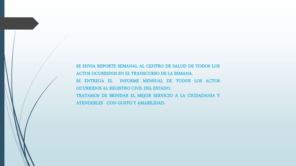 SE ENVIA REPORTE SEMANAL AL CENTRO DE SALUD DE TODOS LOS ACTOS OCURRIDOS EN EL TRANSCURSO DE LA SEMANA.