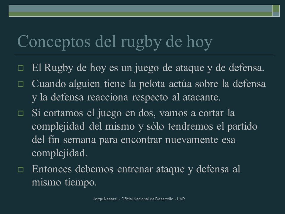 Conceptos del rugby de hoy