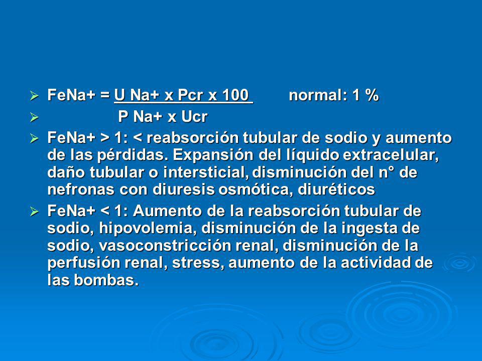 FeNa+ = U Na+ x Pcr x 100 normal: 1 %