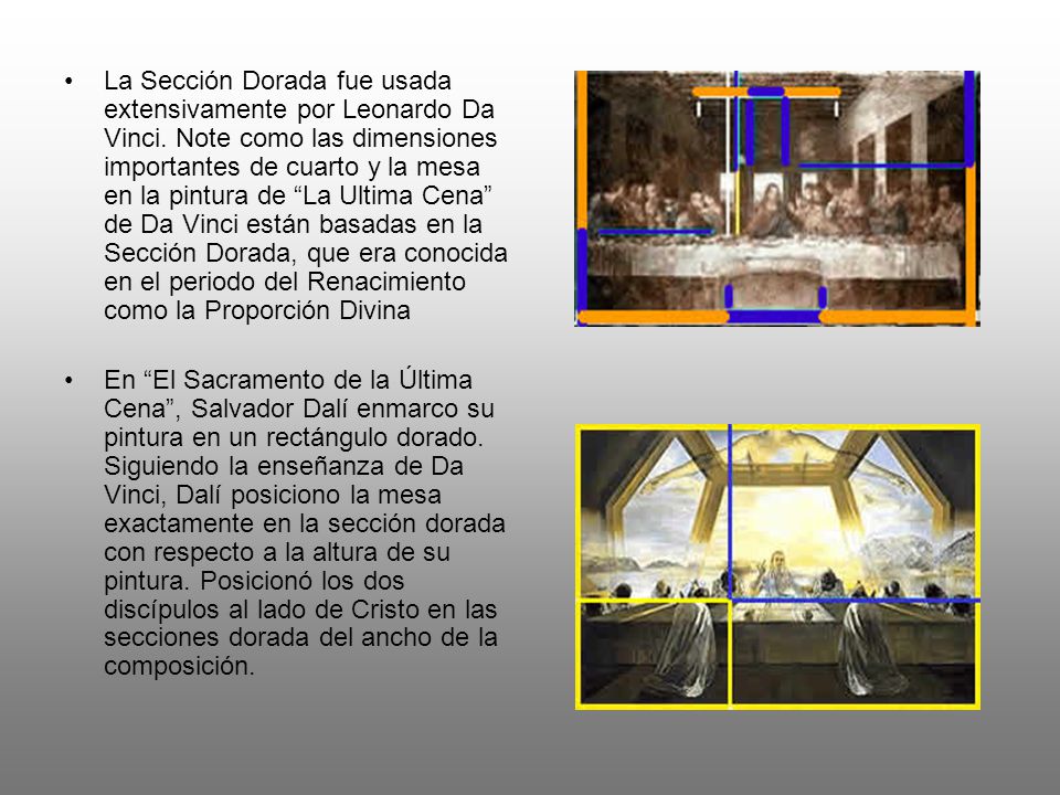 La Sección Dorada fue usada extensivamente por Leonardo Da Vinci