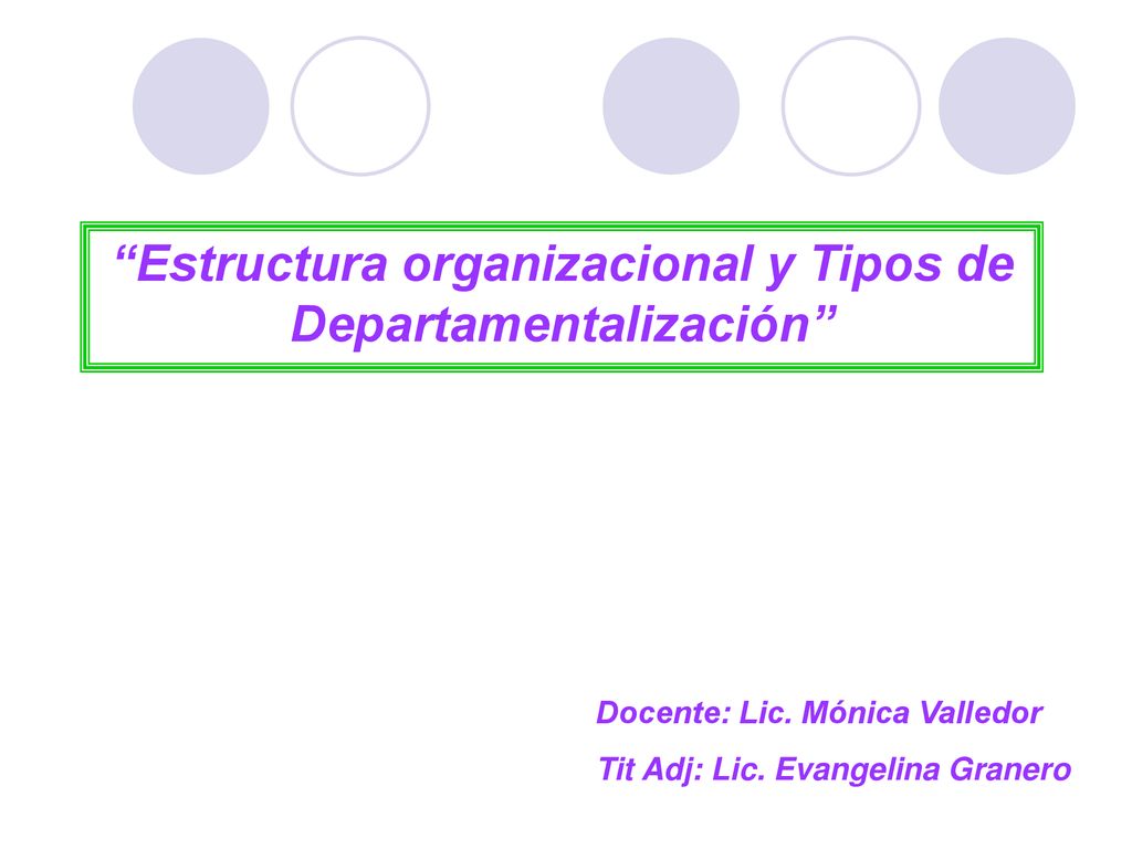 Estructura organizacional y Tipos de Departamentalización