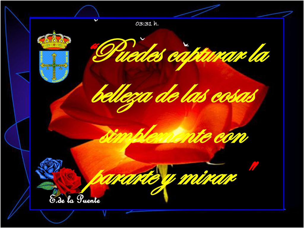 03:31 h. Puedes capturar la belleza de las cosas simplemente con pararte y mirar E.de la Puente