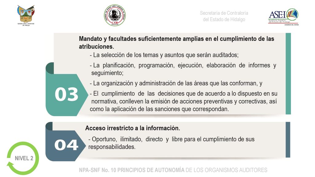 NPA-SNF No. 10 PRINCIPIOS DE AUTONOMÍA DE LOS ORGANISMOS AUDITORES