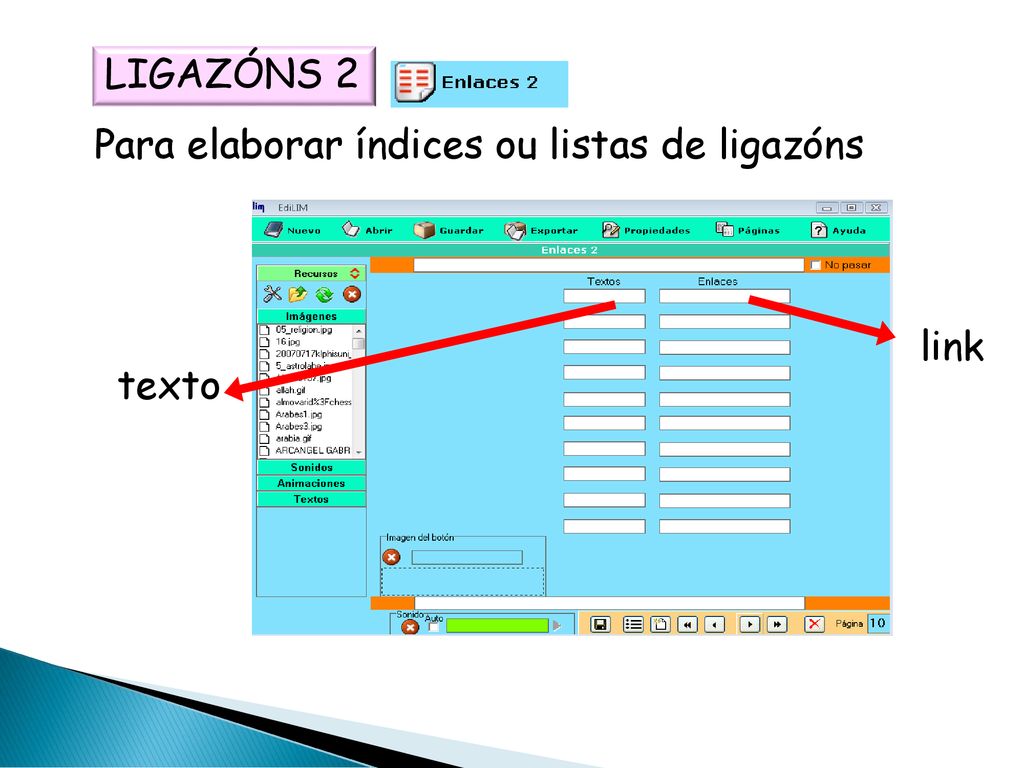 LIGAZÓNS 2 Para elaborar índices ou listas de ligazóns link texto