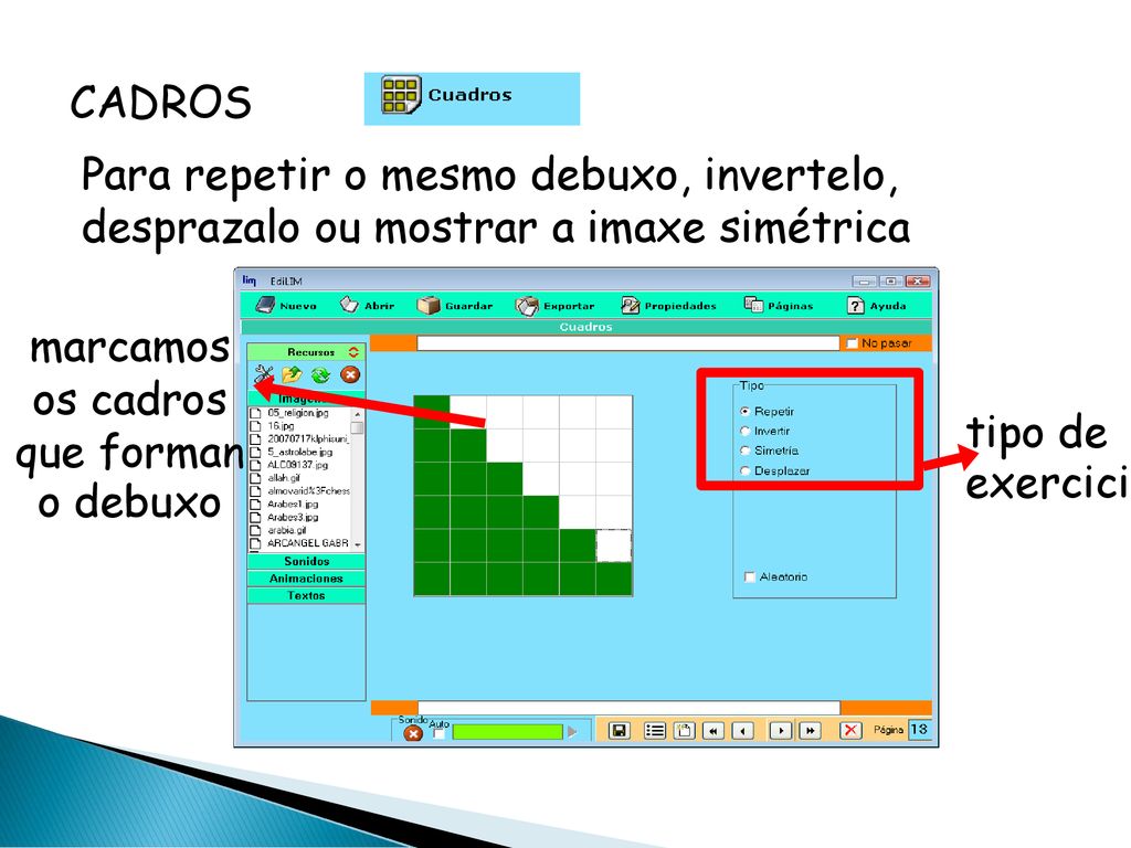 marcamos os cadros que forman o debuxo