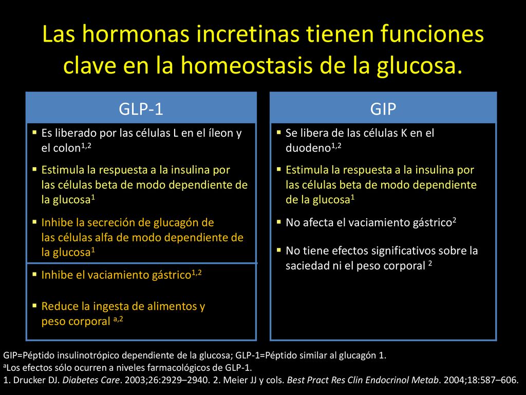 Las hormonas incretinas tienen funciones clave en la homeostasis de la glucosa.