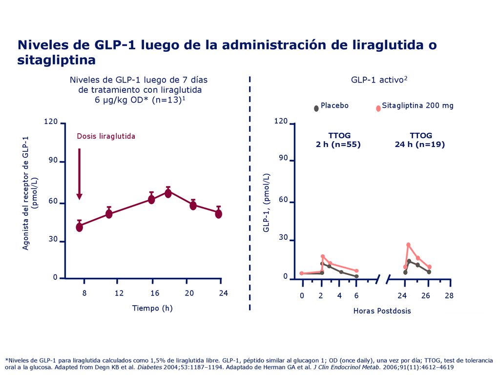Niveles de GLP-1 luego de la administración de liraglutida o sitagliptina