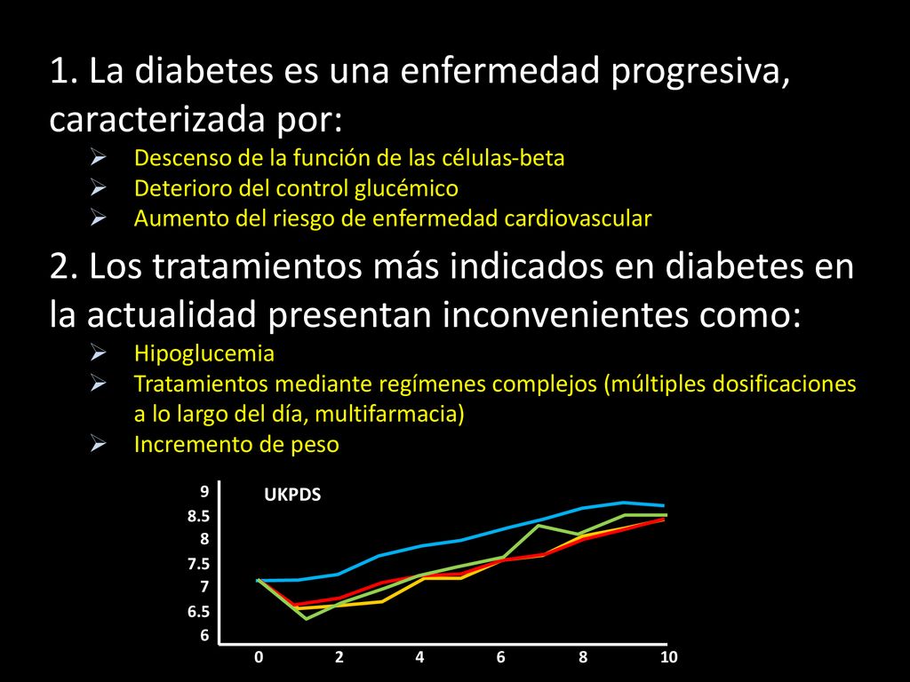 1. La diabetes es una enfermedad progresiva, caracterizada por: