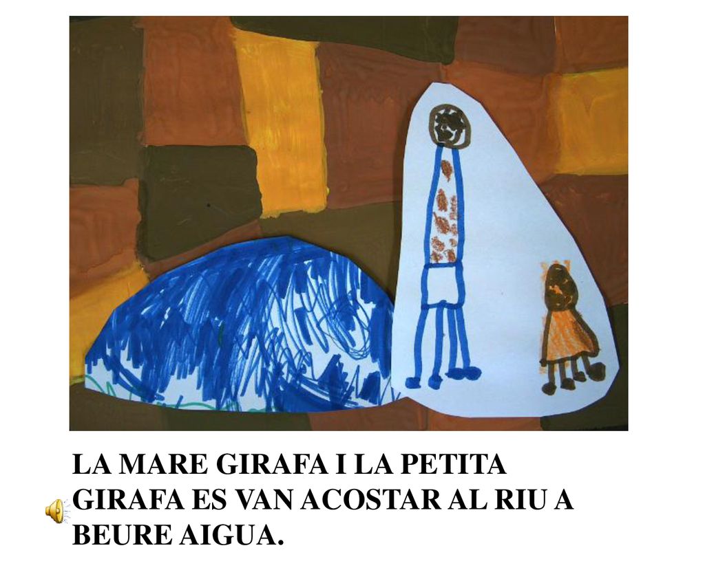 LA MARE GIRAFA I LA PETITA GIRAFA ES VAN ACOSTAR AL RIU A BEURE AIGUA.