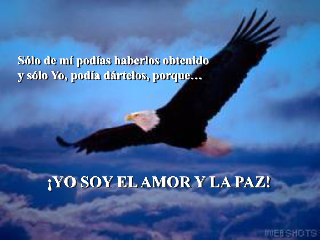 ¡YO SOY EL AMOR Y LA PAZ! Sólo de mí podías haberlos obtenido