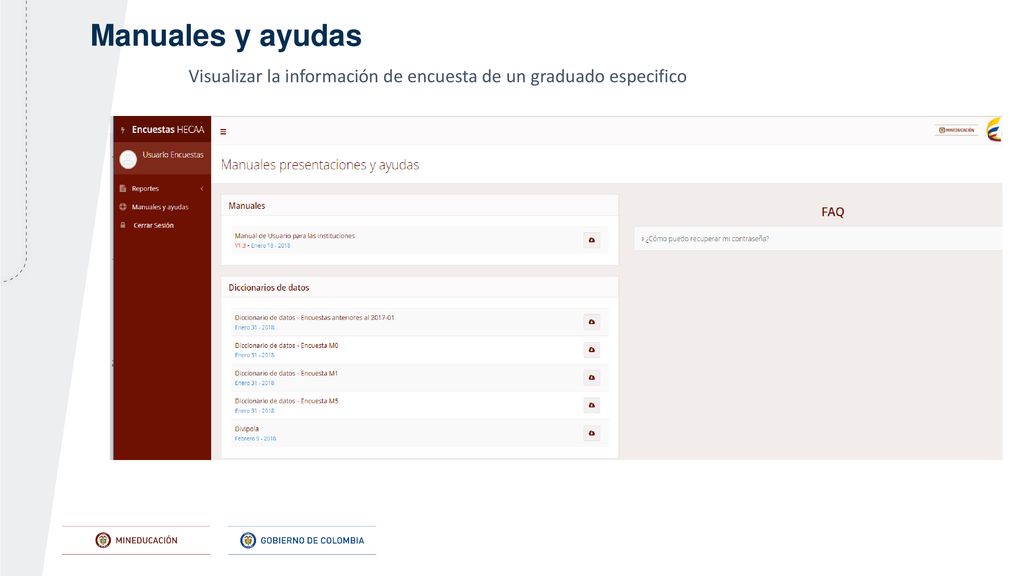 Manuales y ayudas Visualizar la información de encuesta de un graduado especifico