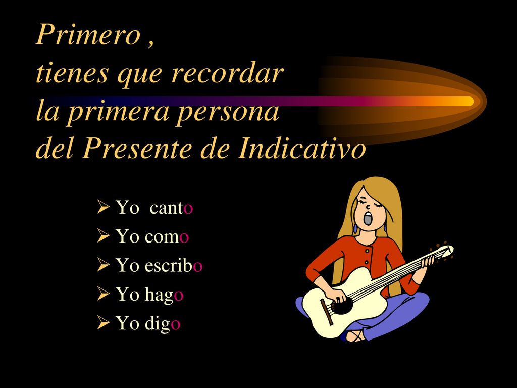 Primero , tienes que recordar la primera persona del Presente de Indicativo