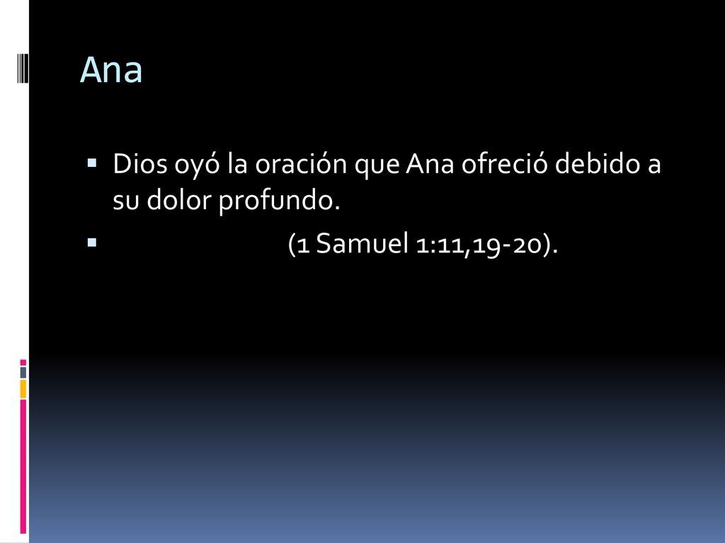 Ana Dios oyó la oración que Ana ofreció debido a su dolor profundo.