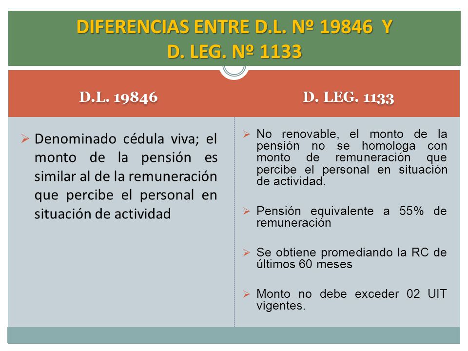 DIFERENCIAS ENTRE D.L. Nº Y D. LEG. Nº 1133