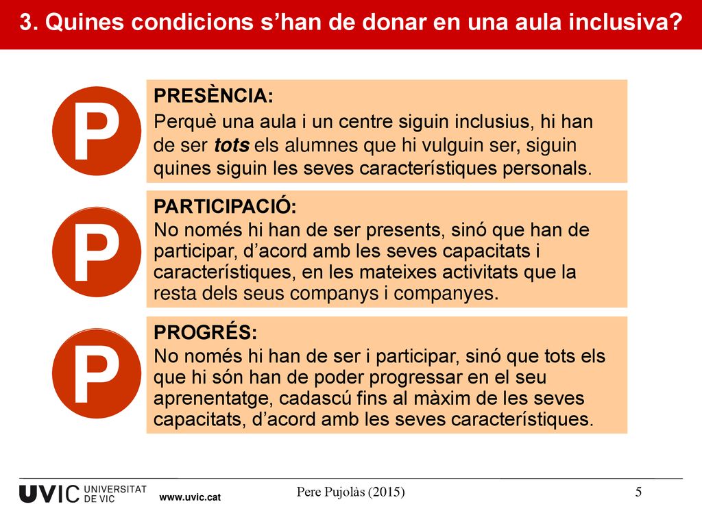 3. Quines condicions s’han de donar en una aula inclusiva