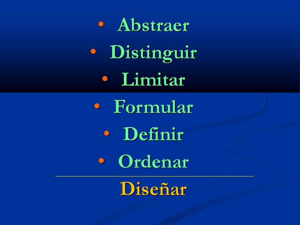Abstraer Distinguir Limitar Formular Definir Ordenar Diseñar