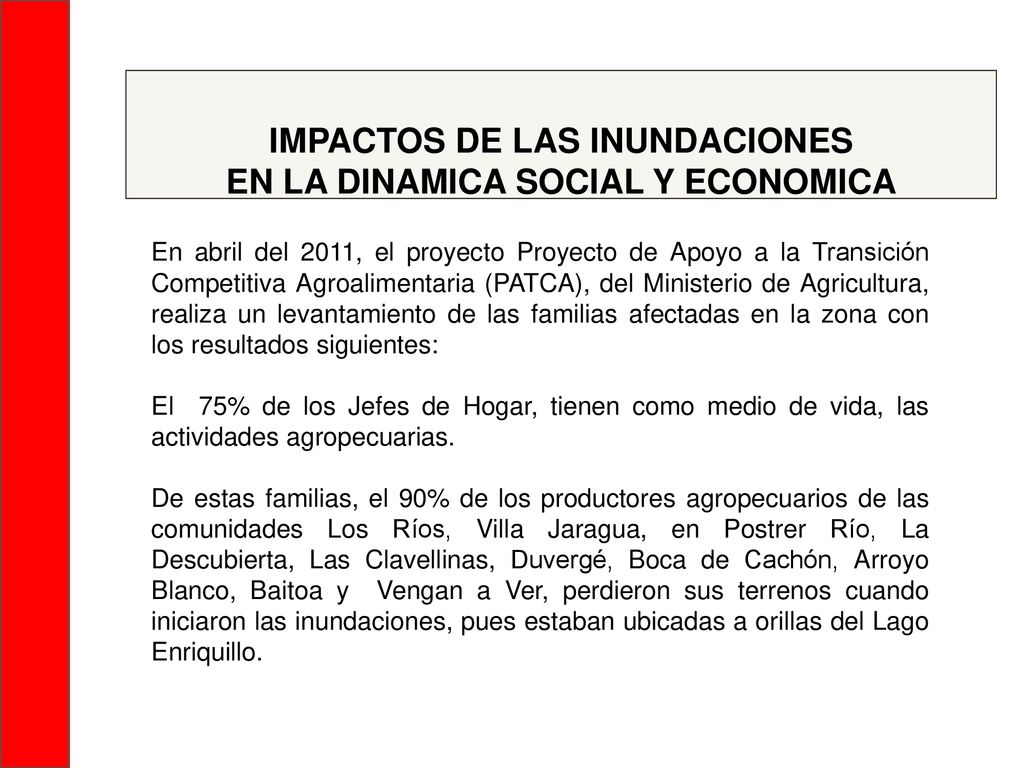 IMPACTOS DE LAS INUNDACIONES EN LA DINAMICA SOCIAL Y ECONOMICA