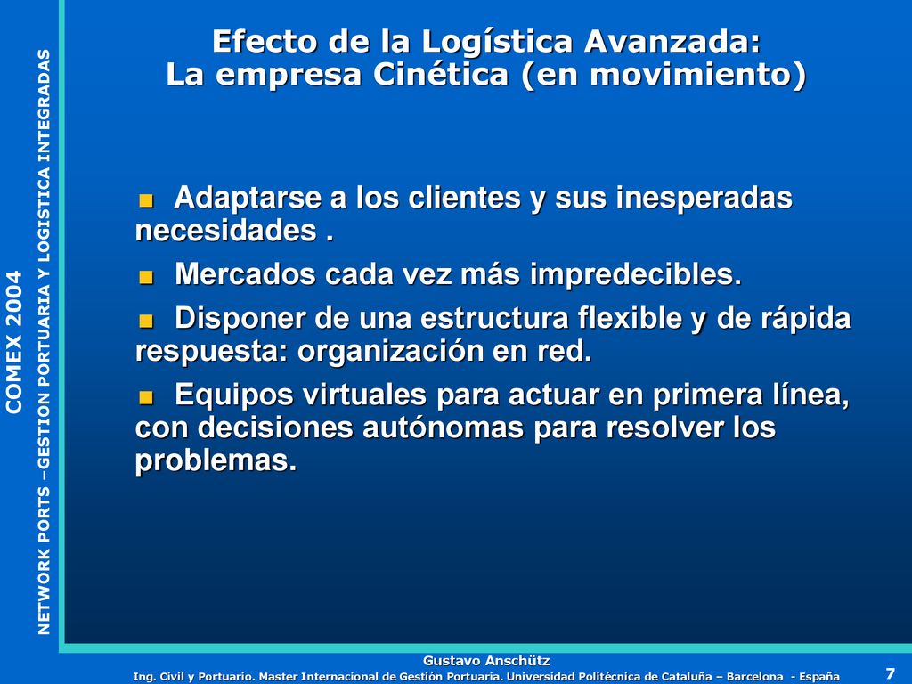Efecto de la Logística Avanzada: La empresa Cinética (en movimiento)
