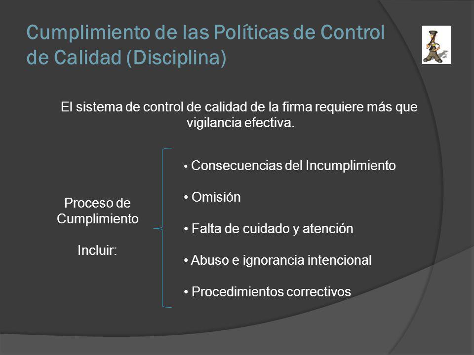 Cumplimiento de las Políticas de Control de Calidad (Disciplina)