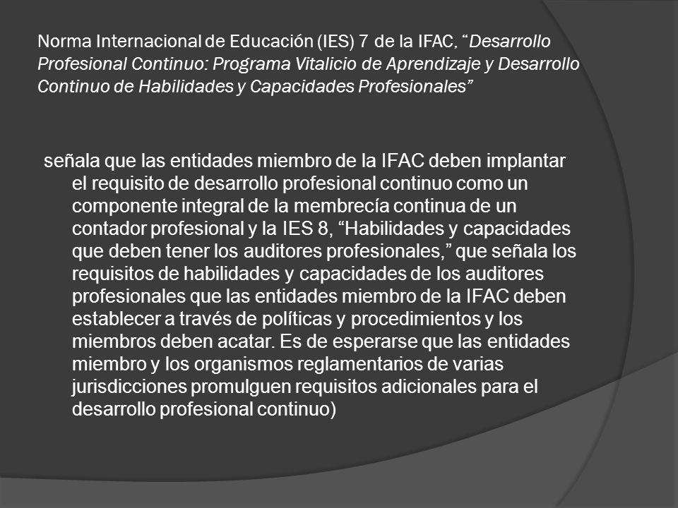 Norma Internacional de Educación (IES) 7 de la IFAC, Desarrollo Profesional Continuo: Programa Vitalicio de Aprendizaje y Desarrollo Continuo de Habilidades y Capacidades Profesionales