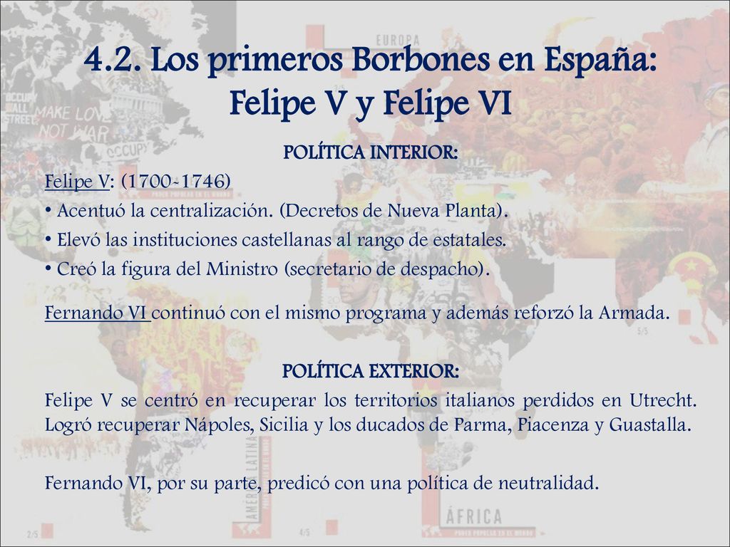 4.2. Los primeros Borbones en España: Felipe V y Felipe VI