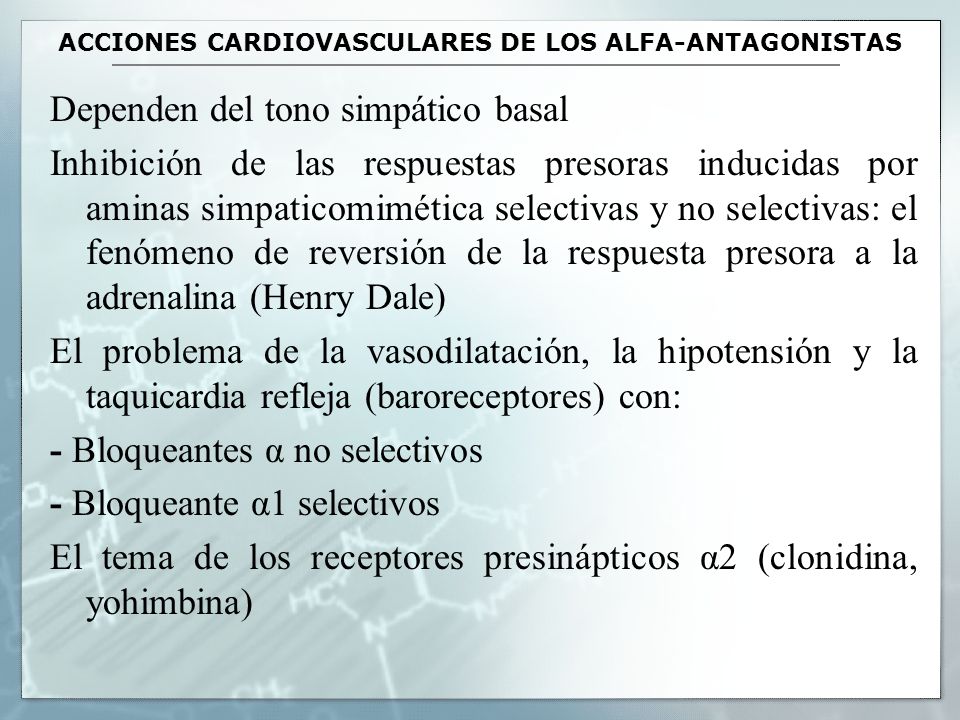 ACCIONES CARDIOVASCULARES DE LOS ALFA-ANTAGONISTAS