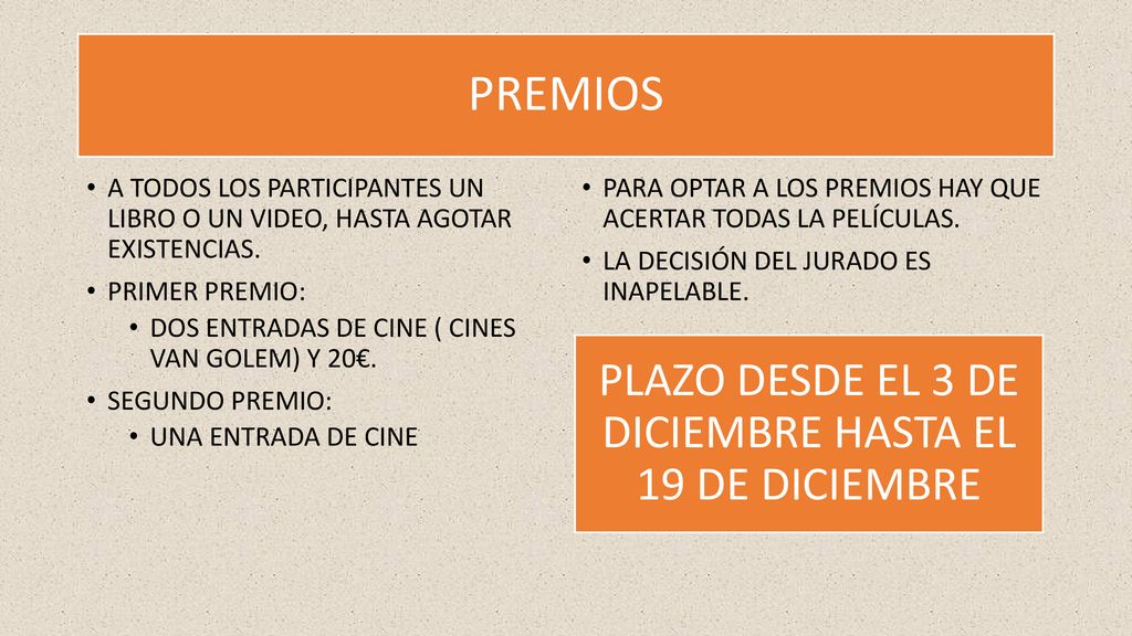 PLAZO DESDE EL 3 DE DICIEMBRE HASTA EL 19 DE DICIEMBRE