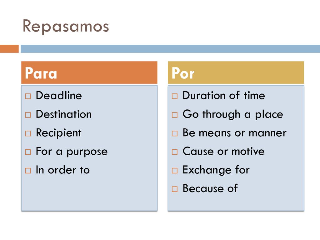 Repasamos Para Por Deadline Destination Recipient For a purpose