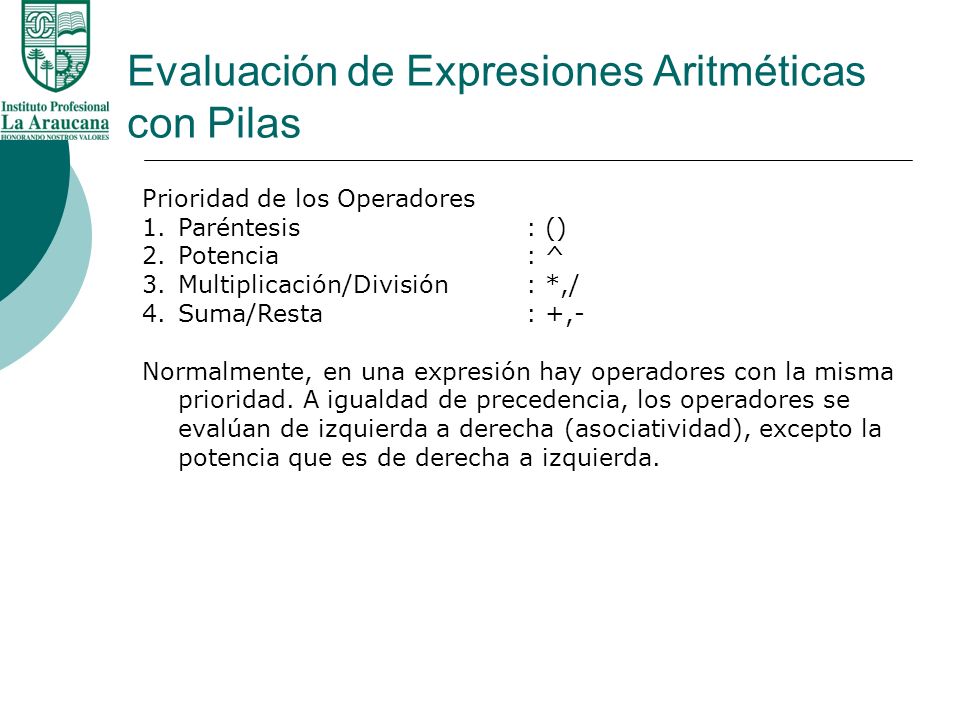 Evaluación de Expresiones Aritméticas con Pilas