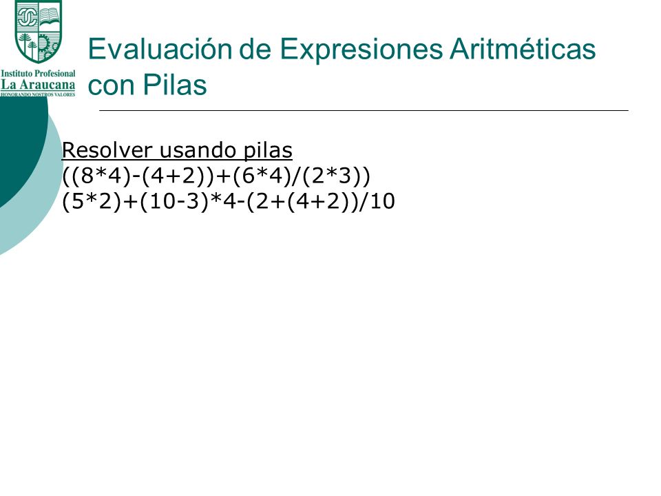Evaluación de Expresiones Aritméticas con Pilas