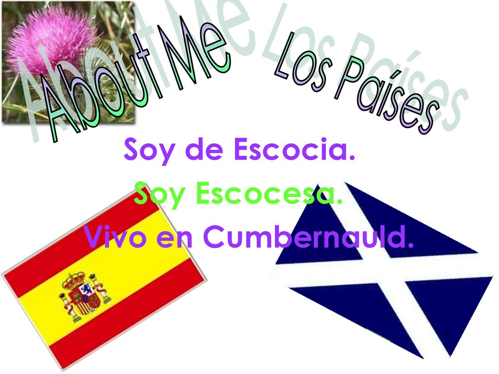 About Me Soy de Escocia. Soy Escocesa. Vivo en Cumbernauld. Los Países