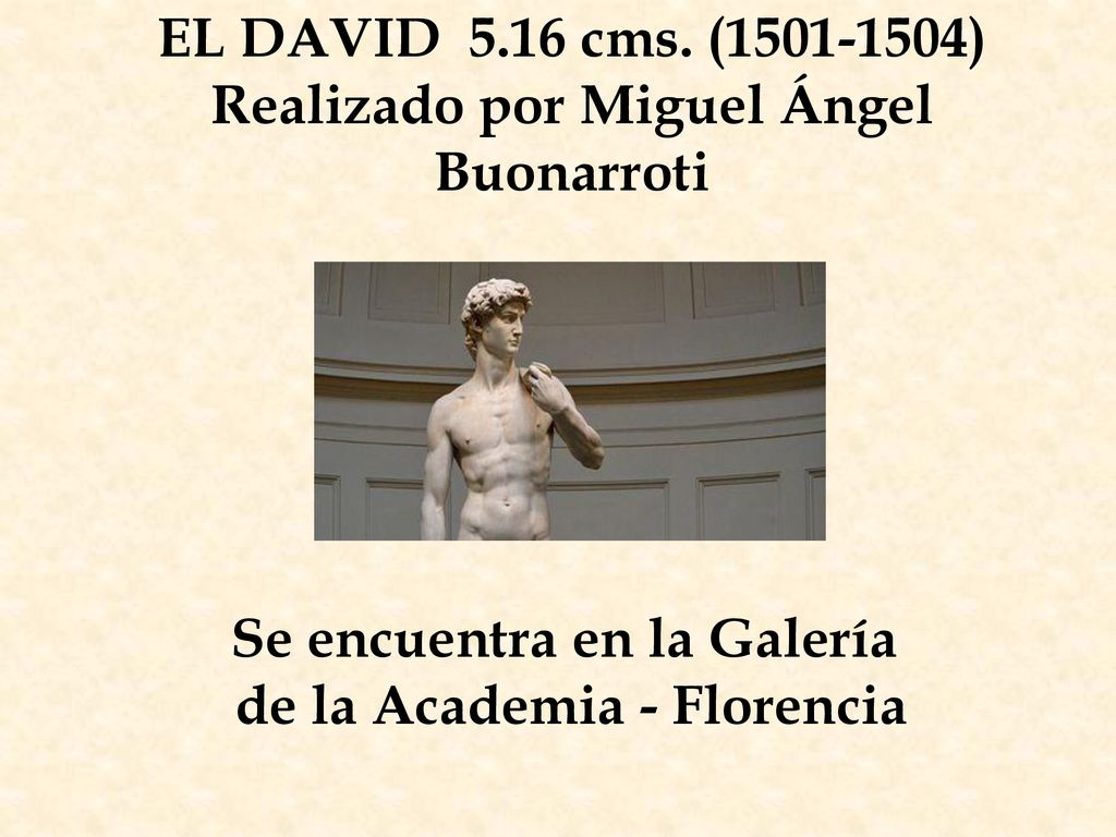 EL DAVID 5.16 cms. ( ) Realizado por Miguel Ángel Buonarroti