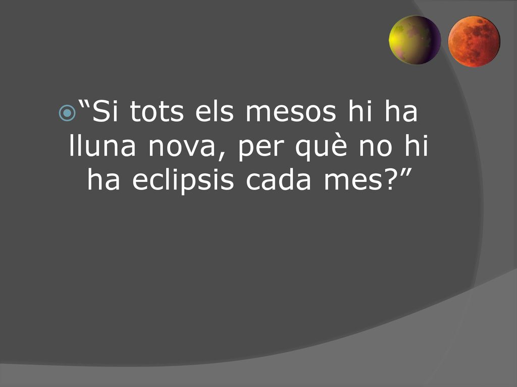 Si tots els mesos hi ha lluna nova, per què no hi ha eclipsis cada mes