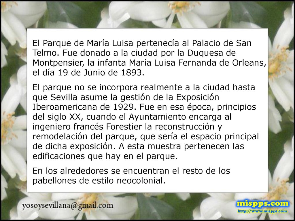 El Parque de María Luisa pertenecía al Palacio de San Telmo