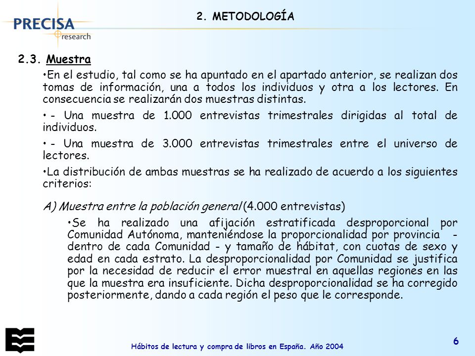 Hábitos de lectura y compra de libros en España. Año 2004