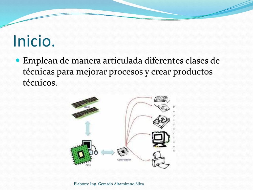 Inicio. Emplean de manera articulada diferentes clases de técnicas para mejorar procesos y crear productos técnicos.