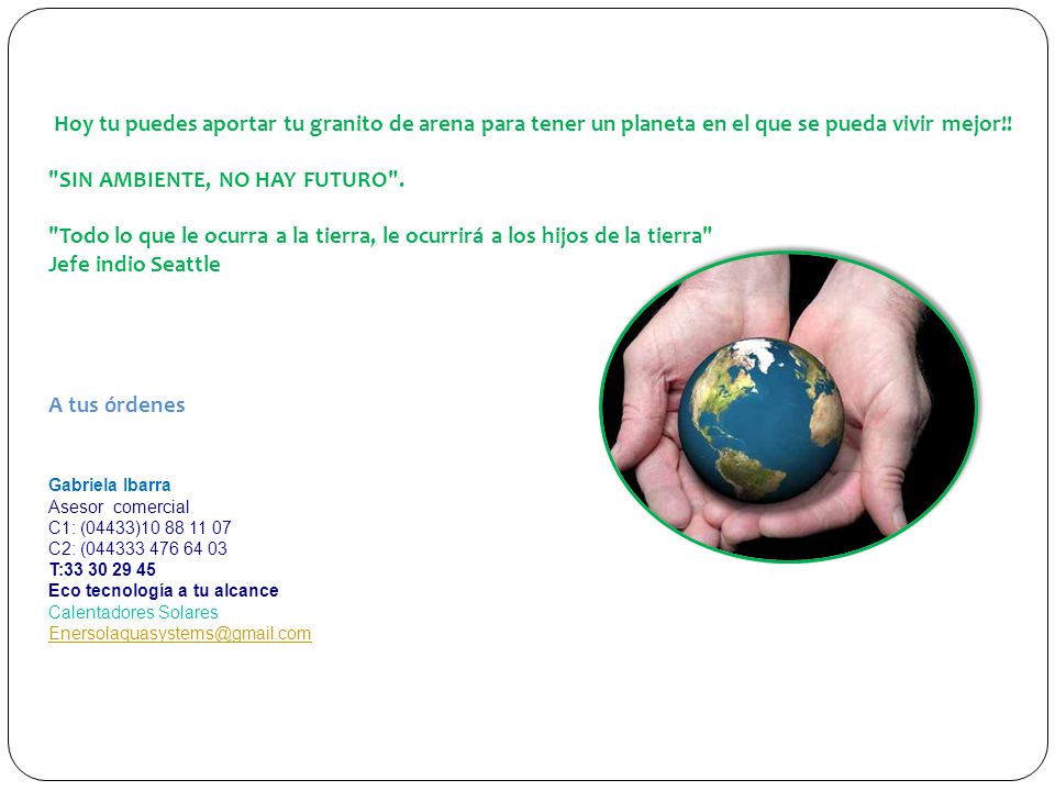 SIN AMBIENTE, NO HAY FUTURO .